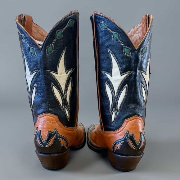 Vintage 1980s–90s Justin Rockabilly Inlay Cowboy Boots • Women’s Size 7.5 B - Picture 5 of 6